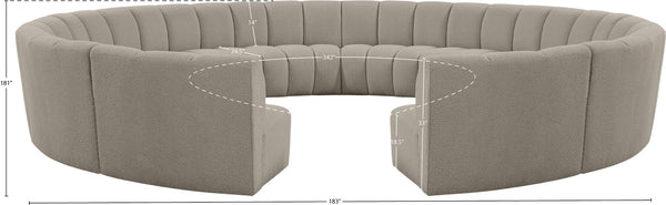 Infinity Boucle Fabric / Engineered Wood / Foam Contemporary Brown Boucle Fabric 12pc. Modular Sectional - 183" W x 181" D x 33" H