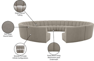 Infinity Boucle Fabric / Engineered Wood / Foam Contemporary Brown Boucle Fabric 12pc. Modular Sectional - 183" W x 181" D x 33" H