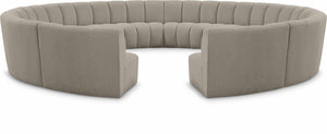 Infinity Boucle Fabric / Engineered Wood / Foam Contemporary Brown Boucle Fabric 12pc. Modular Sectional - 183" W x 181" D x 33" H