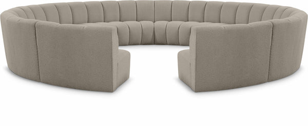 Infinity Boucle Fabric / Engineered Wood / Foam Contemporary Brown Boucle Fabric 12pc. Modular Sectional - 183" W x 181" D x 33" H