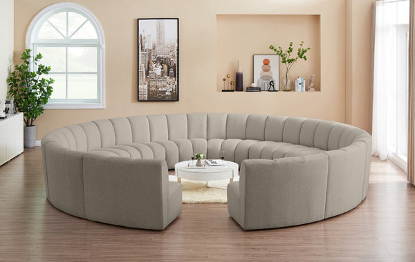 Infinity Boucle Fabric / Engineered Wood / Foam Contemporary Brown Boucle Fabric 12pc. Modular Sectional - 183" W x 181" D x 33" H
