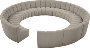 Infinity Boucle Fabric / Engineered Wood / Foam Contemporary Brown Boucle Fabric 12pc. Modular Sectional - 183" W x 181" D x 33" H