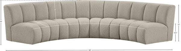Infinity Boucle Fabric / Engineered Wood / Foam Contemporary Brown Boucle Fabric 4pc. Modular Sectional - 148" W x 59" D x 33" H