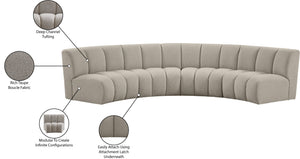 Infinity Boucle Fabric / Engineered Wood / Foam Contemporary Brown Boucle Fabric 4pc. Modular Sectional - 148" W x 59" D x 33" H