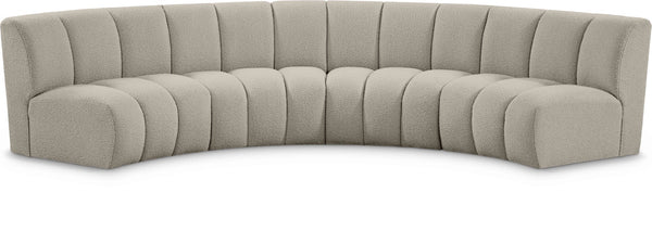Infinity Boucle Fabric / Engineered Wood / Foam Contemporary Brown Boucle Fabric 4pc. Modular Sectional - 148" W x 59" D x 33" H
