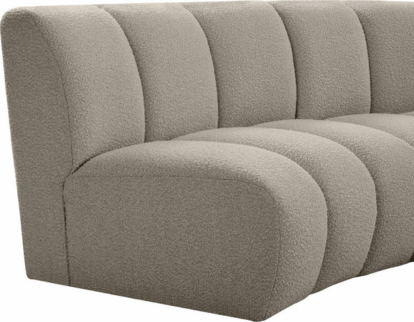Infinity Boucle Fabric / Engineered Wood / Foam Contemporary Brown Boucle Fabric 4pc. Modular Sectional - 148" W x 59" D x 33" H