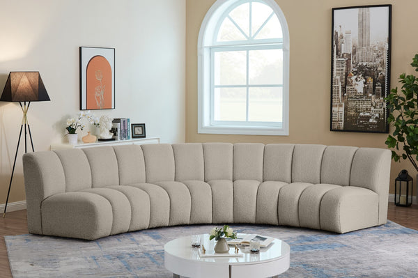 Infinity Boucle Fabric / Engineered Wood / Foam Contemporary Brown Boucle Fabric 4pc. Modular Sectional - 148" W x 59" D x 33" H