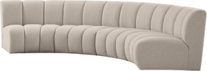 Infinity Boucle Fabric / Engineered Wood / Foam Contemporary Brown Boucle Fabric 4pc. Modular Sectional - 148" W x 59" D x 33" H