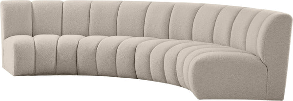 Infinity Boucle Fabric / Engineered Wood / Foam Contemporary Brown Boucle Fabric 4pc. Modular Sectional - 148" W x 59" D x 33" H