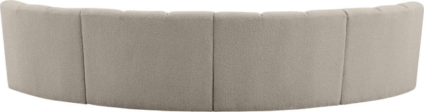 Infinity Boucle Fabric / Engineered Wood / Foam Contemporary Brown Boucle Fabric 4pc. Modular Sectional - 148" W x 59" D x 33" H