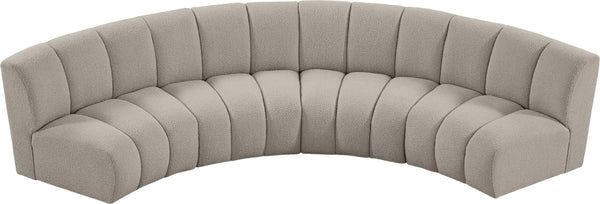 Infinity Boucle Fabric / Engineered Wood / Foam Contemporary Brown Boucle Fabric 4pc. Modular Sectional - 148" W x 59" D x 33" H