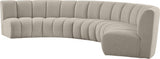 Infinity Boucle Fabric / Engineered Wood / Foam Contemporary Brown Boucle Fabric 5pc. Modular Sectional - 167" W x 71" D x 33" H