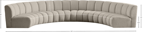 Infinity Boucle Fabric / Engineered Wood / Foam Contemporary Brown Boucle Fabric 6pc. Modular Sectional - 174" W x 85" D x 33" H