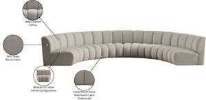 Infinity Boucle Fabric / Engineered Wood / Foam Contemporary Brown Boucle Fabric 6pc. Modular Sectional - 174" W x 85" D x 33" H