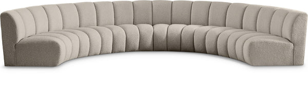 Infinity Boucle Fabric / Engineered Wood / Foam Contemporary Brown Boucle Fabric 6pc. Modular Sectional - 174" W x 85" D x 33" H
