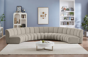 Infinity Boucle Fabric / Engineered Wood / Foam Contemporary Brown Boucle Fabric 6pc. Modular Sectional - 174" W x 85" D x 33" H