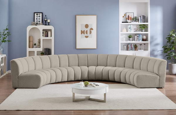 Infinity Boucle Fabric / Engineered Wood / Foam Contemporary Brown Boucle Fabric 6pc. Modular Sectional - 174" W x 85" D x 33" H