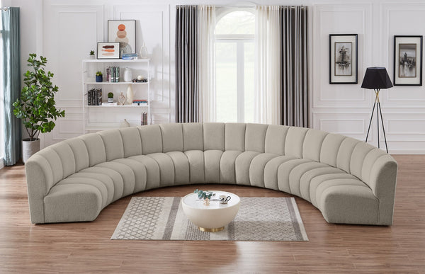 Infinity Boucle Fabric / Engineered Wood / Foam Contemporary Brown Boucle Fabric 7pc. Modular Sectional - 183" W x 104" D x 33" H