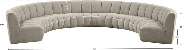 Infinity Boucle Fabric / Engineered Wood / Foam Contemporary Brown Boucle Fabric 8pc. Modular Sectional - 183" W x 124" D x 33" H