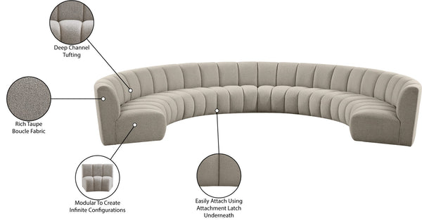 Infinity Boucle Fabric / Engineered Wood / Foam Contemporary Brown Boucle Fabric 8pc. Modular Sectional - 183" W x 124" D x 33" H