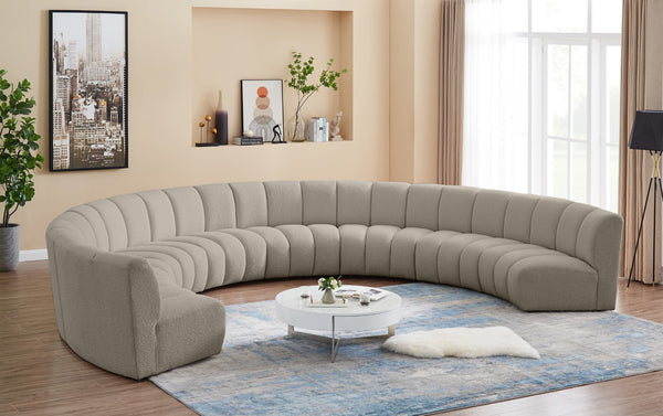 Infinity Boucle Fabric / Engineered Wood / Foam Contemporary Brown Boucle Fabric 8pc. Modular Sectional - 183" W x 124" D x 33" H