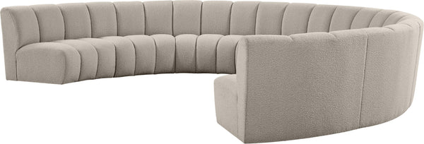 Infinity Boucle Fabric / Engineered Wood / Foam Contemporary Brown Boucle Fabric 8pc. Modular Sectional - 183" W x 124" D x 33" H