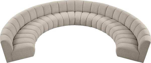 Infinity Boucle Fabric / Engineered Wood / Foam Contemporary Brown Boucle Fabric 8pc. Modular Sectional - 183" W x 124" D x 33" H