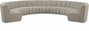 Infinity Boucle Fabric / Engineered Wood / Foam Contemporary Brown Boucle Fabric 9pc. Modular Sectional - 183" W x 142" D x 33" H