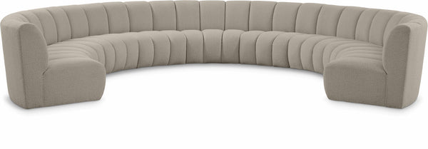 Infinity Boucle Fabric / Engineered Wood / Foam Contemporary Brown Boucle Fabric 9pc. Modular Sectional - 183" W x 142" D x 33" H