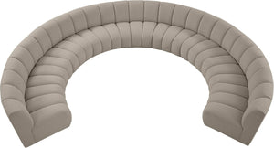 Infinity Boucle Fabric / Engineered Wood / Foam Contemporary Brown Boucle Fabric 9pc. Modular Sectional - 183" W x 142" D x 33" H