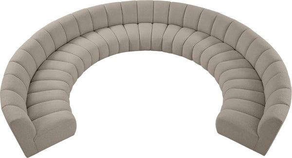 Infinity Boucle Fabric / Engineered Wood / Foam Contemporary Brown Boucle Fabric 9pc. Modular Sectional - 183" W x 142" D x 33" H