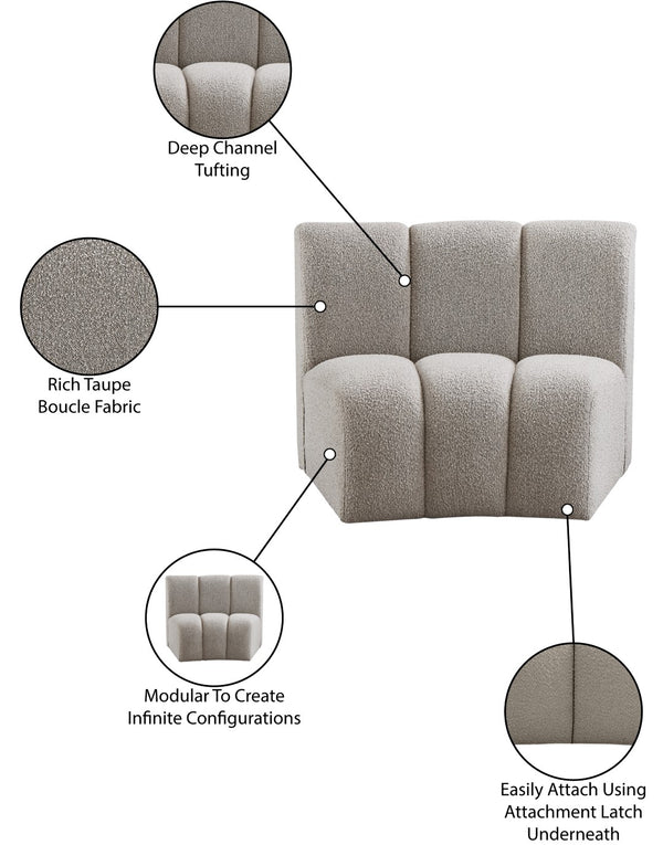 Infinity Boucle Fabric / Engineered Wood / Foam Contemporary Brown Boucle Fabric Modular Chair - 43" W x 36" D x 33" H