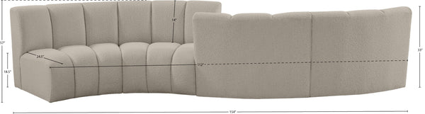 Infinity Boucle Fabric / Engineered Wood / Foam Contemporary Brown Boucle Fabric 4pc. Modular Sectional - 154" W x 57" D x 33" H