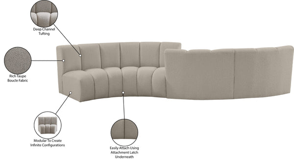 Infinity Boucle Fabric / Engineered Wood / Foam Contemporary Brown Boucle Fabric 4pc. Modular Sectional - 154" W x 57" D x 33" H