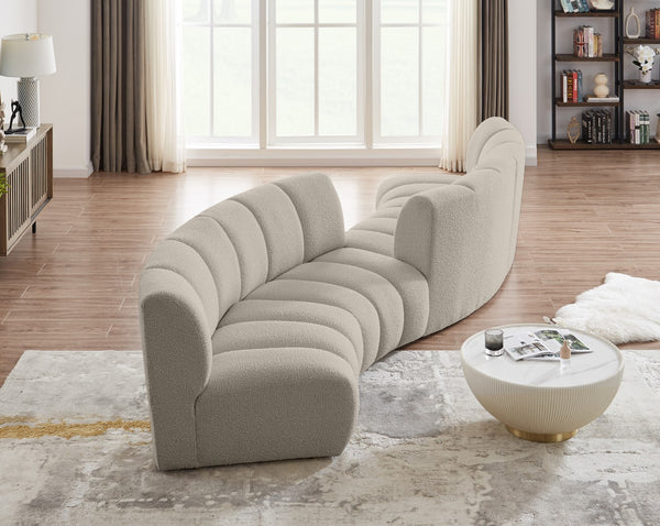 Infinity Boucle Fabric / Engineered Wood / Foam Contemporary Brown Boucle Fabric 4pc. Modular Sectional - 154" W x 57" D x 33" H
