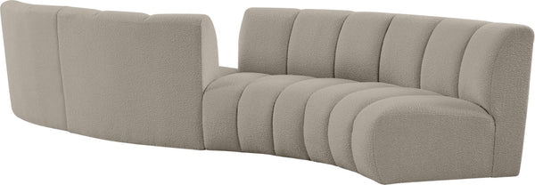 Infinity Boucle Fabric / Engineered Wood / Foam Contemporary Brown Boucle Fabric 4pc. Modular Sectional - 154" W x 57" D x 33" H