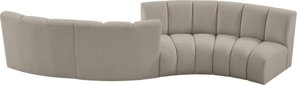Infinity Boucle Fabric / Engineered Wood / Foam Contemporary Brown Boucle Fabric 4pc. Modular Sectional - 154" W x 57" D x 33" H