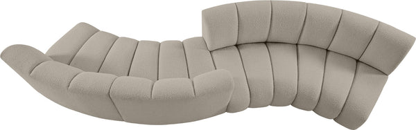 Infinity Boucle Fabric / Engineered Wood / Foam Contemporary Brown Boucle Fabric 4pc. Modular Sectional - 154" W x 57" D x 33" H