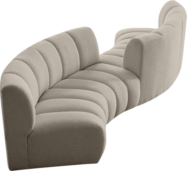Infinity Boucle Fabric / Engineered Wood / Foam Contemporary Brown Boucle Fabric 4pc. Modular Sectional - 154" W x 57" D x 33" H