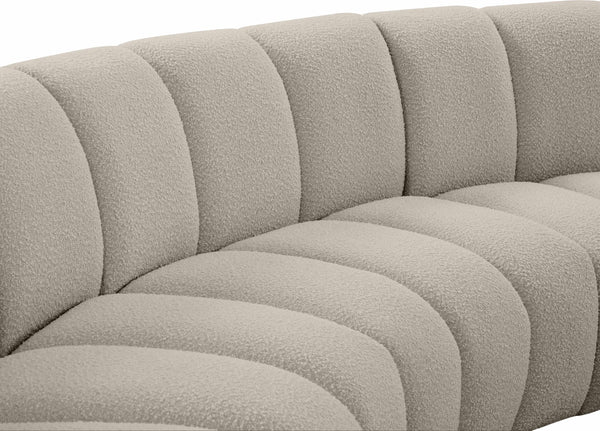 Infinity Boucle Fabric / Engineered Wood / Foam Contemporary Brown Boucle Fabric 4pc. Modular Sectional - 154" W x 57" D x 33" H