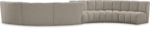 Infinity Boucle Fabric / Engineered Wood / Foam Contemporary Brown Boucle Fabric 6pc. Modular Sectional - 217" W x 56" D x 33" H