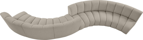 Infinity Boucle Fabric / Engineered Wood / Foam Contemporary Brown Boucle Fabric 6pc. Modular Sectional - 217" W x 56" D x 33" H