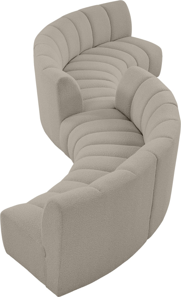 Infinity Boucle Fabric / Engineered Wood / Foam Contemporary Brown Boucle Fabric 6pc. Modular Sectional - 217" W x 56" D x 33" H