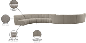 Infinity Boucle Fabric / Engineered Wood / Foam Contemporary Brown Boucle Fabric 8pc. Modular Sectional - 268" W x 75" D x 33" H