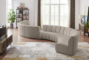 Infinity Boucle Fabric / Engineered Wood / Foam Contemporary Brown Boucle Fabric 8pc. Modular Sectional - 268" W x 75" D x 33" H