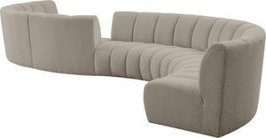 Infinity Boucle Fabric / Engineered Wood / Foam Contemporary Brown Boucle Fabric 8pc. Modular Sectional - 268" W x 75" D x 33" H