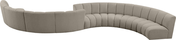 Infinity Boucle Fabric / Engineered Wood / Foam Contemporary Brown Boucle Fabric 8pc. Modular Sectional - 268" W x 75" D x 33" H
