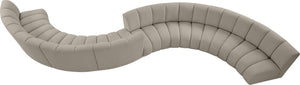 Infinity Boucle Fabric / Engineered Wood / Foam Contemporary Brown Boucle Fabric 8pc. Modular Sectional - 268" W x 75" D x 33" H