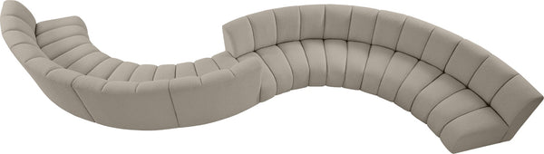 Infinity Boucle Fabric / Engineered Wood / Foam Contemporary Brown Boucle Fabric 8pc. Modular Sectional - 268" W x 75" D x 33" H