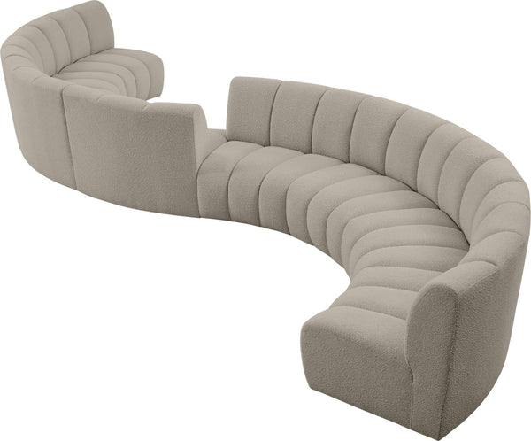 Infinity Boucle Fabric / Engineered Wood / Foam Contemporary Brown Boucle Fabric 8pc. Modular Sectional - 268" W x 75" D x 33" H